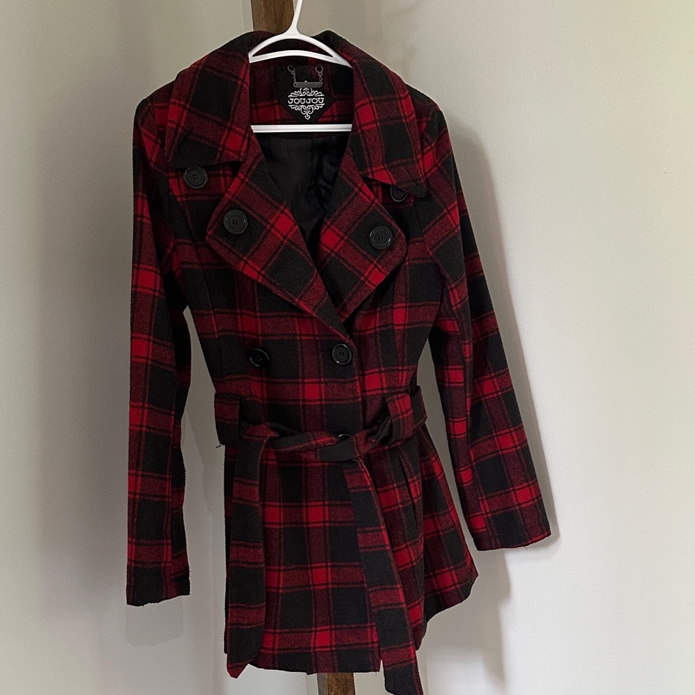 Plaid Double-Breasted Women's Coat